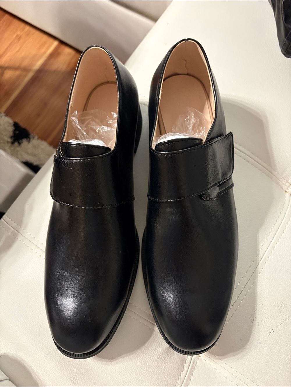 Men's Black Leather Slip-On Dress Shoes